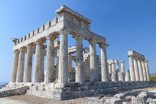temple of aphaea athina at aegina island in greece.