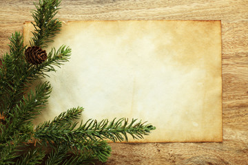Wall Mural - blank paper with christmas decorations