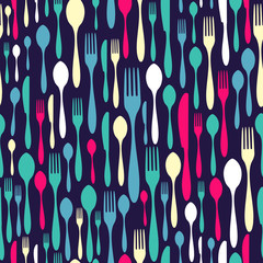 Wall Mural - Silverware seamless pattern