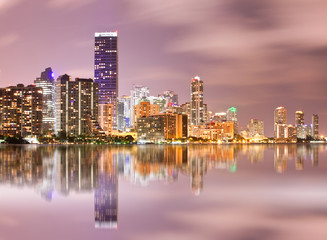 Wall Mural - Miami Florida buildings sunset panorama