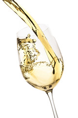 Wall Mural - white wine pouring splash, isolated