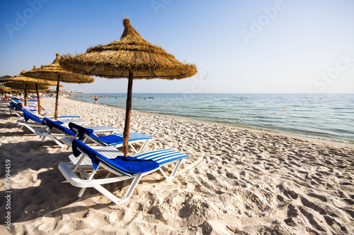 Nice Beach With Chairs And Thatched Umbrellas In Port El K Nice Beach With Chairs And Thatched Umbrellas In Port El K