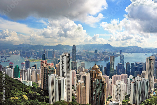 Tapeta ścienna Chiny, hong kong cityscape od szczytu