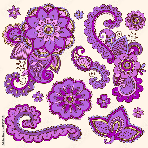 Tapeta ścienna Henna doodle mehndi tatuaż wektorowe elementy projektu