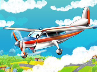 Wall Mural - Little happy cartoon plane - illustration