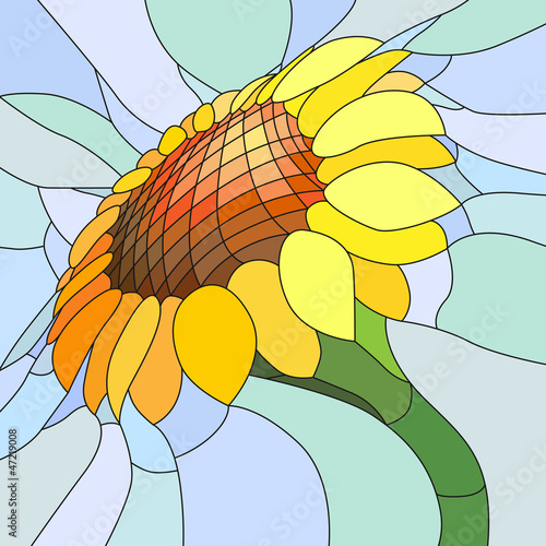 Obraz w ramie Vector illustration of yellow sunflower.