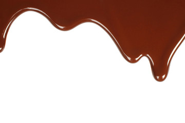 Aufkleber - Melted chocolate dripping on white background