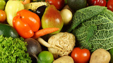Fototapeta Kuchnia - Warzywa z owocami