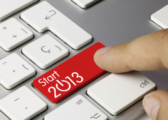 Canvas Print - Start 2013 keyboard key. Finger