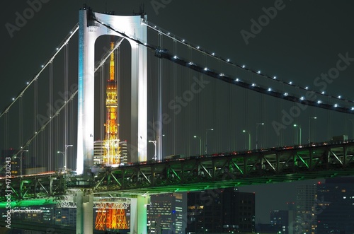 Board z aluminiowym obramowaniem Rainbowbridge i wieża tokio