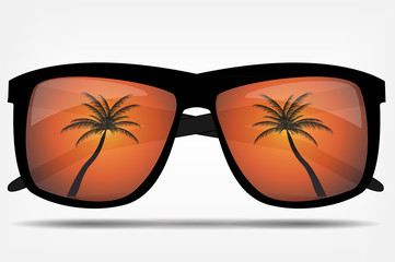 Poster - Sunglasses with a palm tree vector illustration