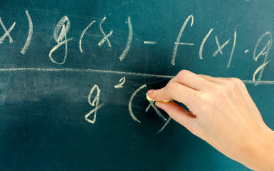 Canvas Print - math formula written on blackboard with chalk.