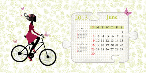 Wall Mural - calendar for 2013, june