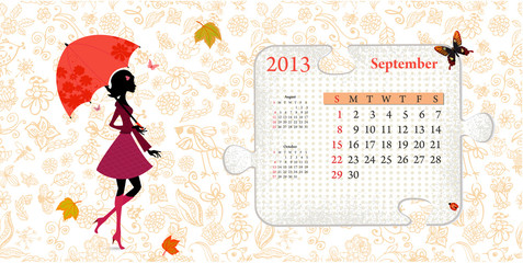 Wall Mural - Calendar for 2013, september