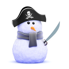 Fototapete - Pirate snowman arrrrr mateys!