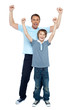 © stockyimages - Father and son celebrating their success