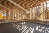 Fototapeta  - Interior framing of a new house under construction