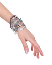 Collection Of Bracelets On Woman Hand Isolated