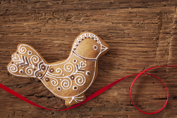 Wall Mural - Gingerbread bird cookie