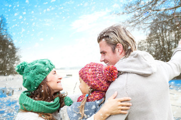 Sticker - familie im winter