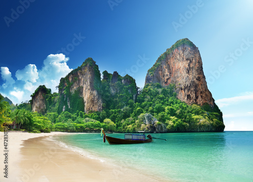 Foto-Kissen - Railay beach in Krabi Thailand (von Iakov Kalinin)