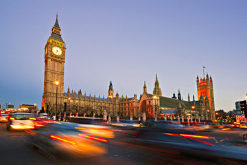 Wall Mural - The Big Ben, the House of Parliament and the Westminster Bridge