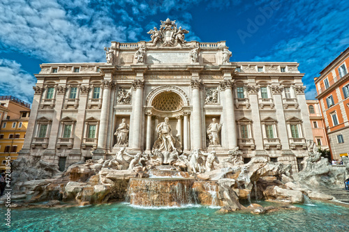 Plakat na papierze fotorealistycznym Słynna fontanna di trevi, Rzym, Włochy.