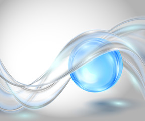 Aufkleber - Abstract gray waving background with blue ball