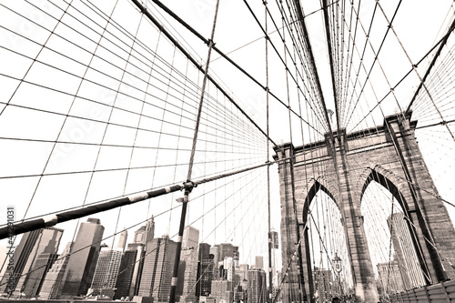 Naklejka - mata magnetyczna na lodówkę Manhattan bridge, New York City. USA.