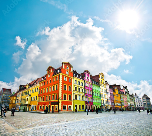 Nowoczesny obraz na płótnie Wroclaw City center, Market Square tenements