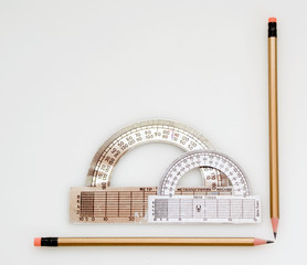 Wall Mural - Pencils and protractor