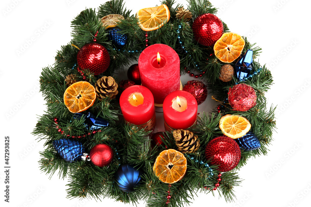 Beautiful Christmas wreath isolated on white