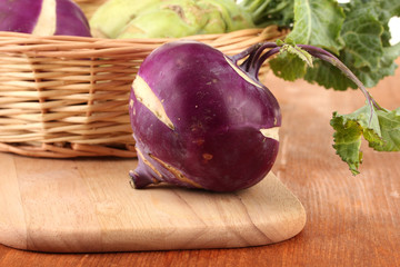 Wall Mural - Fresh turnip on wooden background