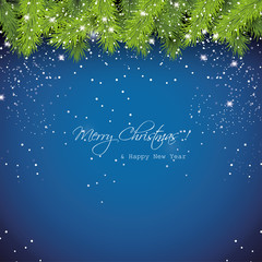 Wall Mural - Christmas blue snowy background