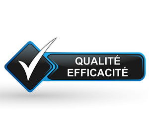 Sticker - qualité efficacité sur bouton web carré design bleu