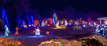 Village In Christmas Lights, Panoramic View