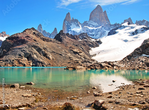 Board z aluminiowym obramowaniem Krajobraz z fitz roy w Patagonii, Argentyna, Ameryka Południowa