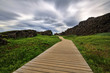 Wood path in the canyon, Thingvellir NP, Iceland