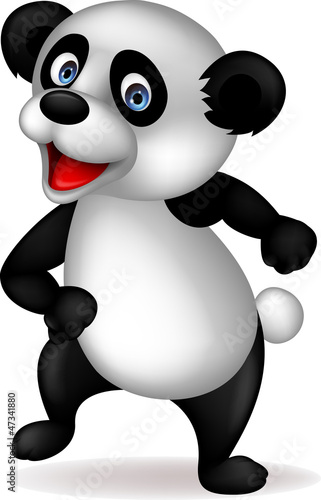 Naklejka na kafelki Panda cartoon dancing