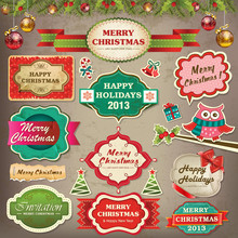 Collection Of Christmas Ornaments And Decorative Elements