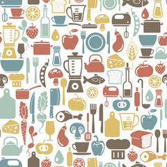 Wall Mural - seamless pattern with cooking icons