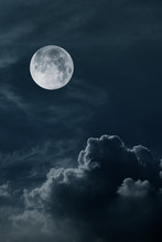 Night Sky With Moon And Clouds