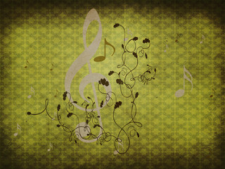 Wall Mural - Green retro music background