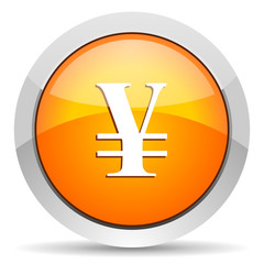 Poster - yen orange glossy icon on white background