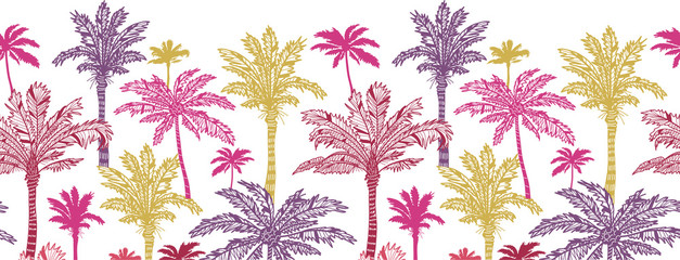 Vector palm trees horizontal seamless pattern ornament