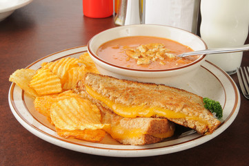 Canvas Print - Tomato soup and sandwich