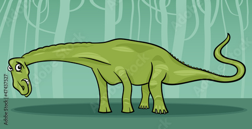 Naklejka samoprzylepna Ilustracja kreskówka dinozaur diplodocus