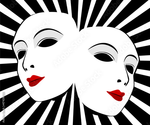 Naklejka na szybę Vector masks. Masks with the theatre concept