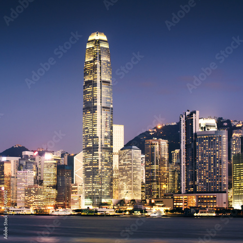 Fotoboard na płycie Hongkong miasto nocą