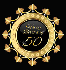 Wall Mural - Happy 50 years birthday gold design vector